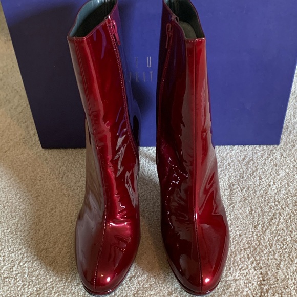 NEW Stuart Weitzman Red Apollo Patent Boots 10.5 - Picture 4 of 7